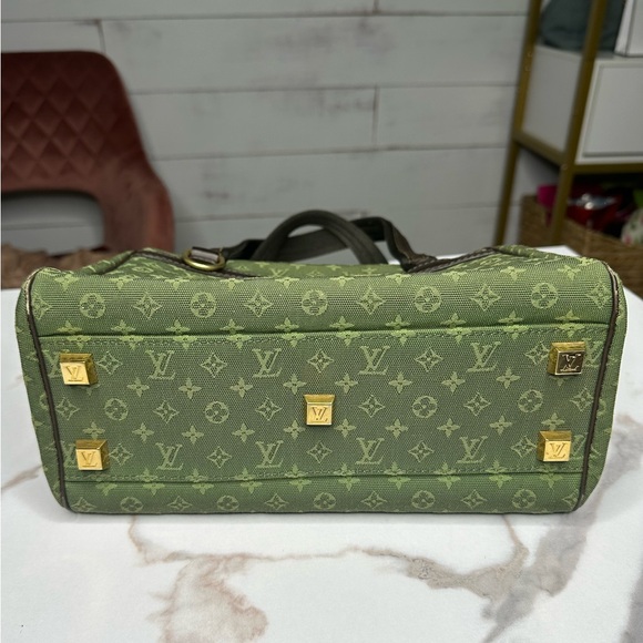 Louis Vuitton Josephine Mini Lin Handbag Green Vintage - Picture 11 of 11